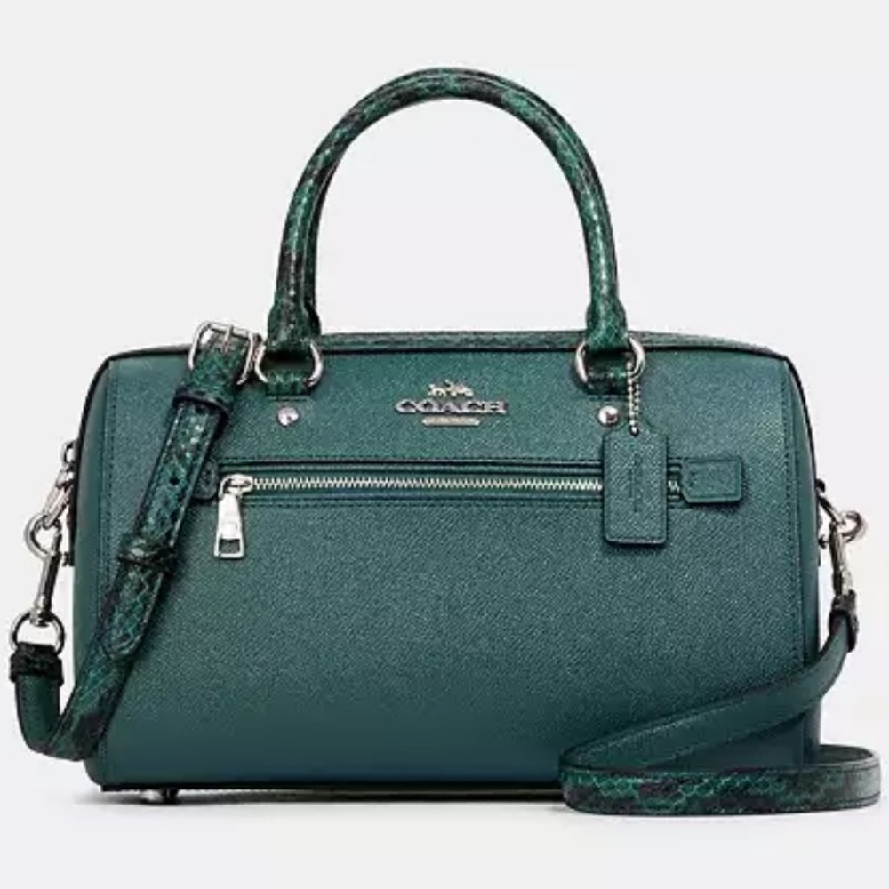 Coach Rowan Satchel - Snake Embossed/Dark Turquoise